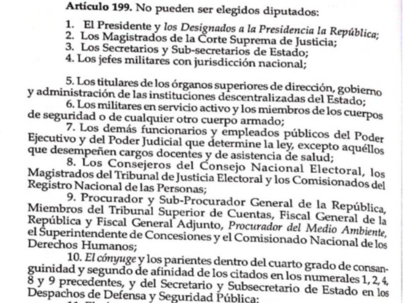 Captura de pantalla al artículo 199 de la Constitución de la República,