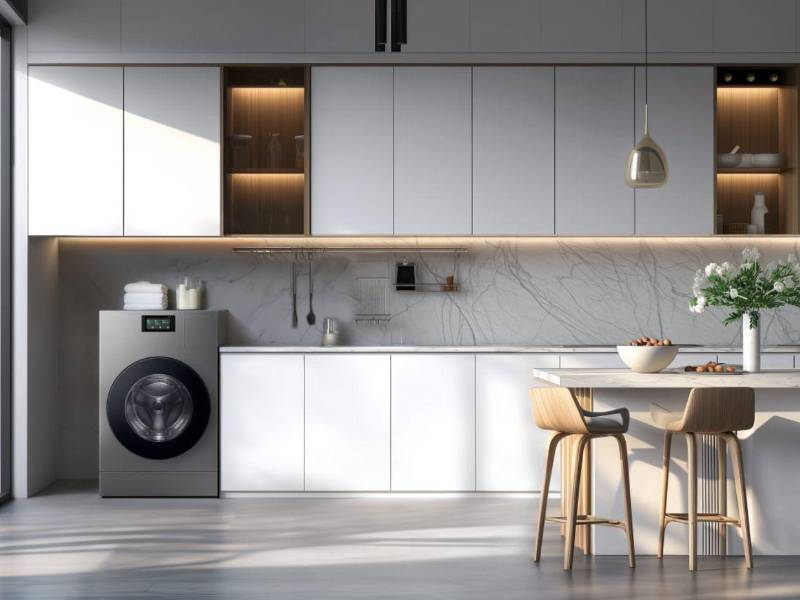 La Bespoke iA de Samsung tiene funciones como AI Wash ajustan automáticamente el ciclo según el peso y el nivel de suciedad.