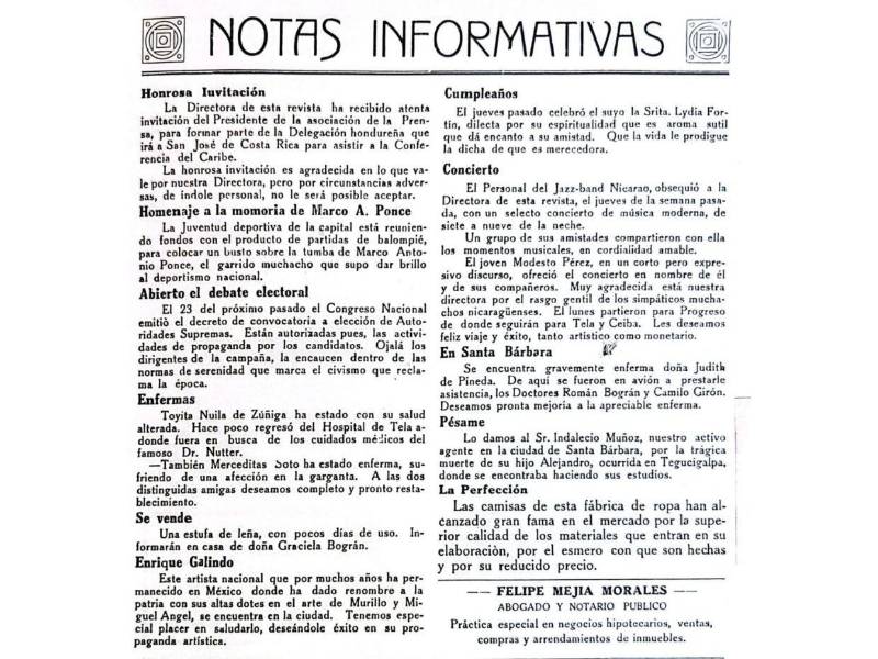 En sus notas informativas, la Revista Alma Latina de San Pedro Sula anunció un homenaje para el poeta.