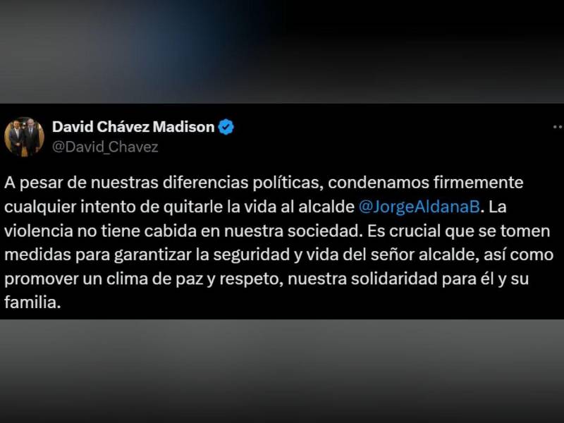 David Chávez indicó estar en contra de la violencia ejercida contra el actual alcalde capitalino.
