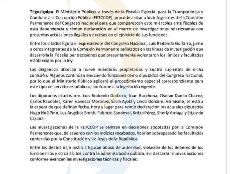 Citan a Luis Redondo y miembros de la comisión permanente por presunto abuso de autoridad