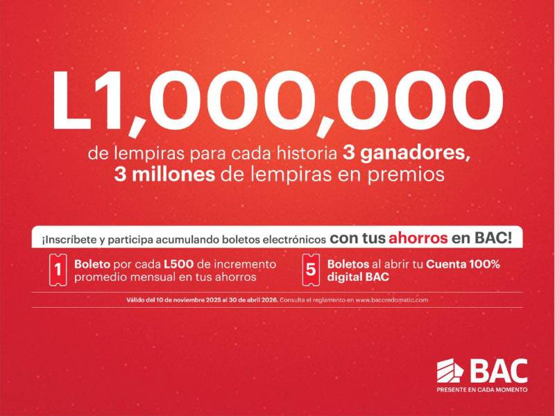 Promoción “La Pregunta del Millón”: BAC premia el ahorro con tres millones de lempiras