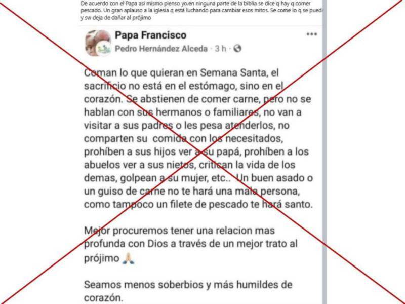 Captura de pantalla a una publicación de Facebook hecha el 20 de abril de 2025.