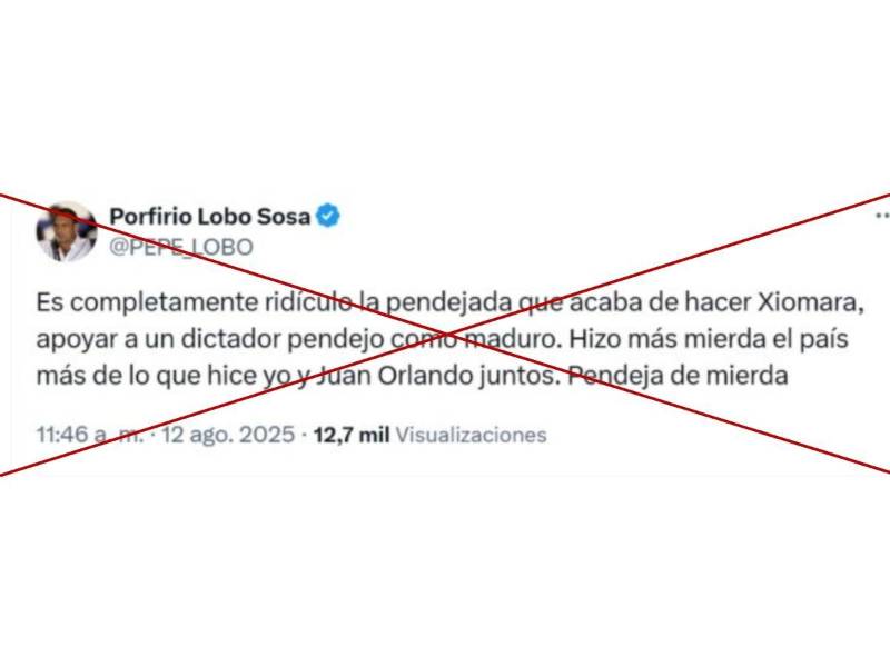 Captura de pantalla a la primera publicación del hackeo en la cuenta de Porfirio Lobo Sosa.