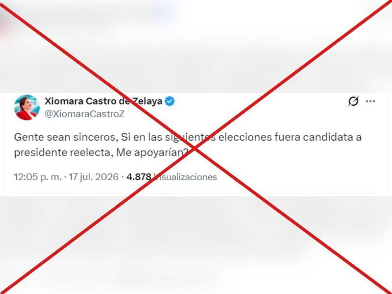 Captura de pantalla a otra publicación falsa sobre Xiomara Castro en relación con una consulta a sus seguidores.