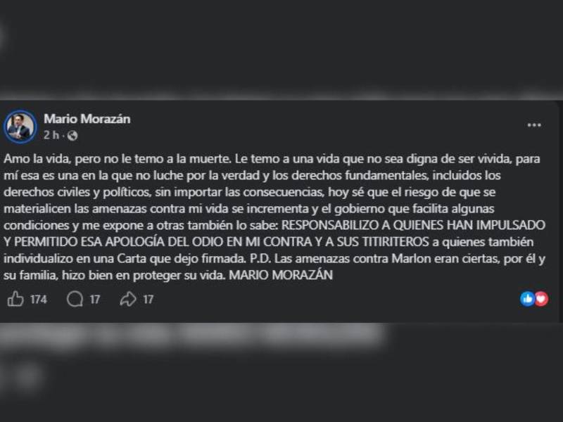 “No le temo a la muerte”: exmagistrado Mario Morazán denuncia amenazas en su contra