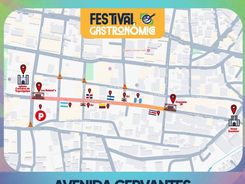 Con motivo del aniversario de Tegucigalpa, la avenida Cervantes será cerrada al paso vehicular por el Festival Gastronómico hasta este domingo.
