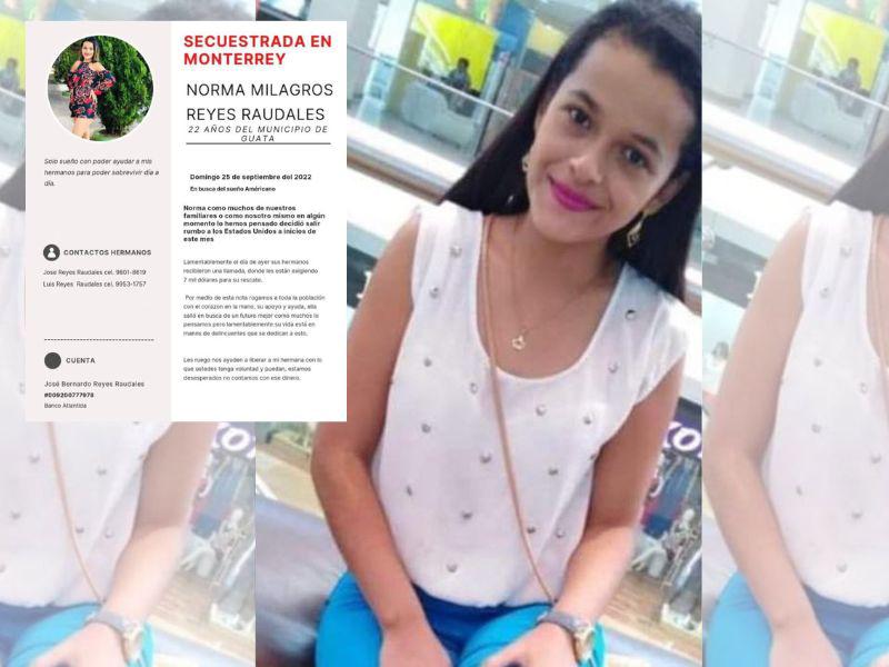 Migrante hondureña es secuestrada en México y solicitan siete mil dólares para liberarla