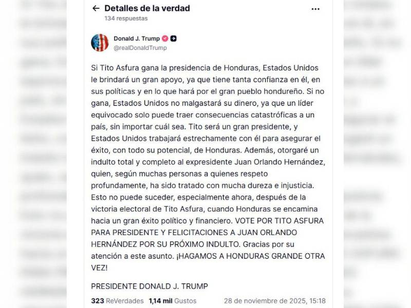 Trump dice que Biden le tendió una trampa a Juan Orlando Hernández y justifica el anuncio de indulto