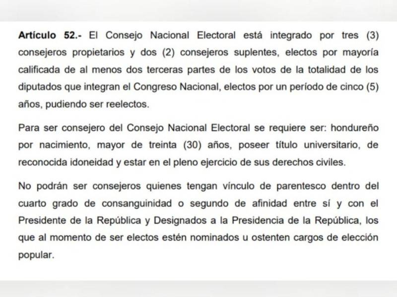 Captura de pantalla al artículo 52 de la Constitución de la República.