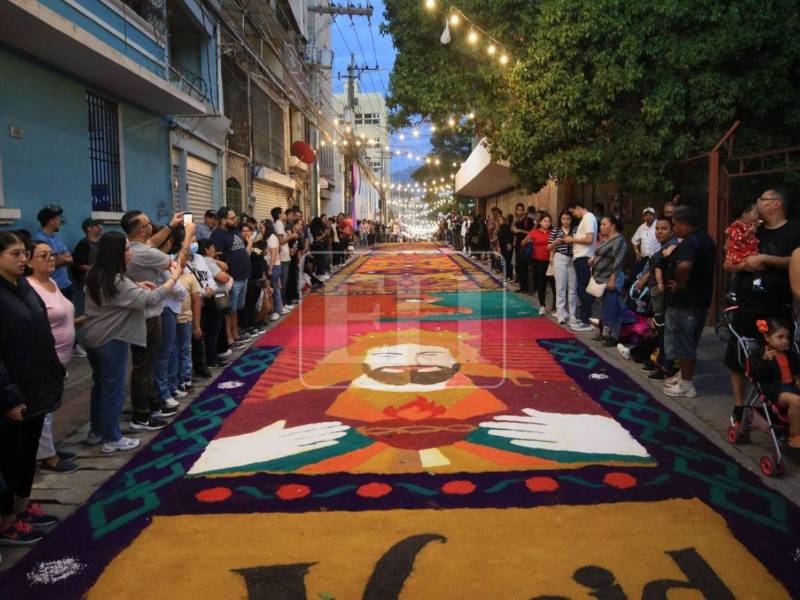 Cientos de capitalinos acudieron al centro de la ciudad para ver las hermosas alfombras.