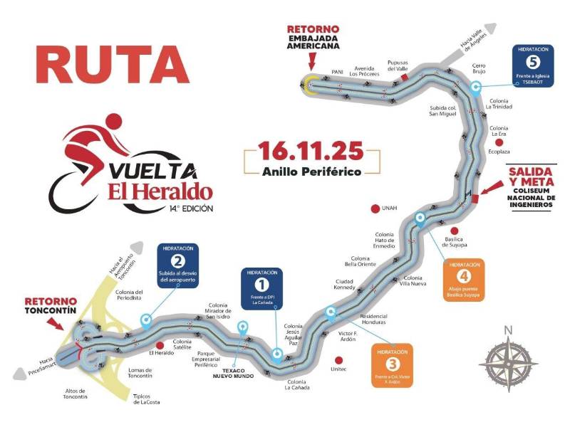 El anillo periférico de Tegucigalpa será el circuito de la decimocuarta edición de la Vuelta Ciclística El Heraldo 2025.