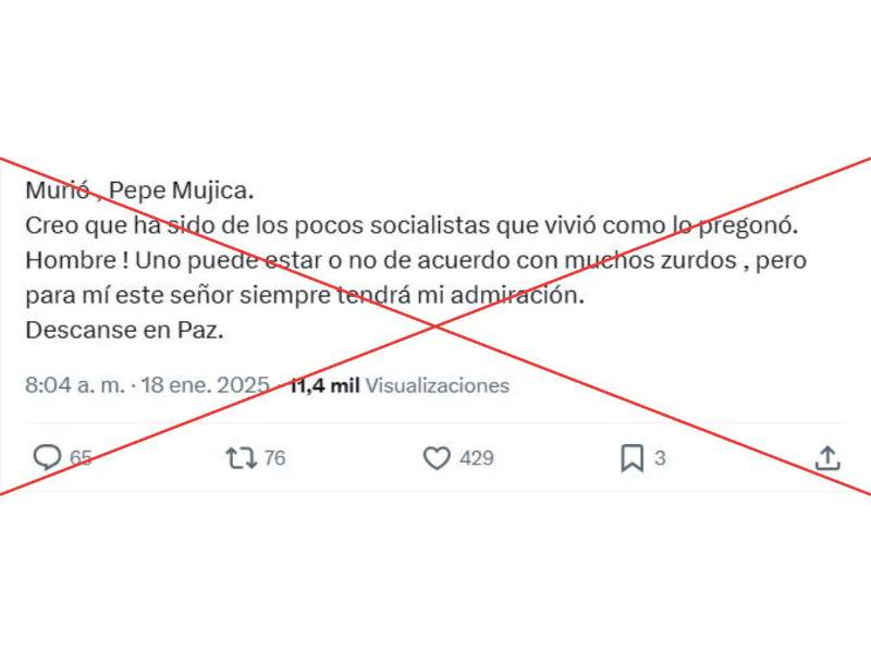 Captura de pantalla a una publicación de X tomada el 18 de enero de 2025.