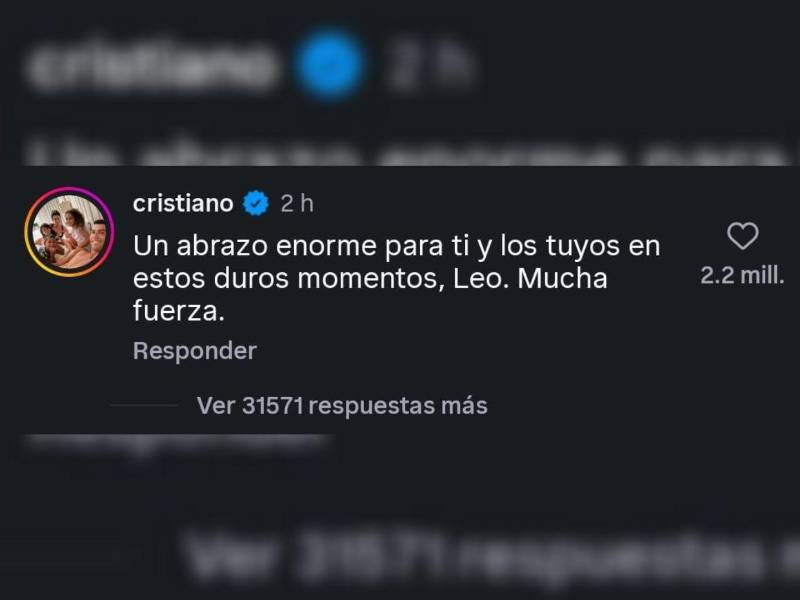 Cristiano Ronaldo mostró su solidaridad con Messi por la muerte de su padre, Jorge.