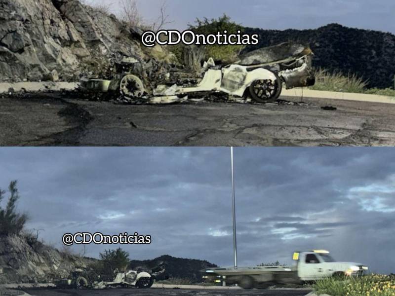 El vehículo de Natanael Cano quedó reducido a cenizas.