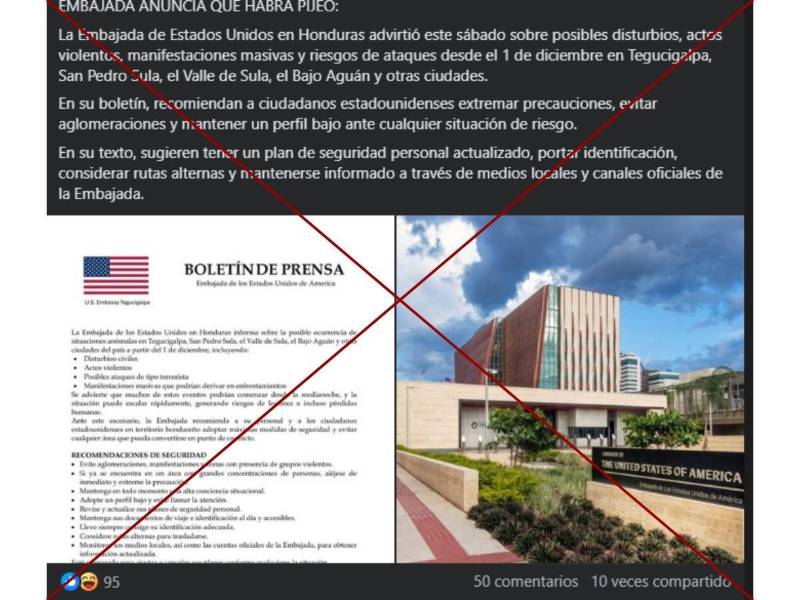 Captura de pantalla a una publicación de Facebook hecha al 30 de noviembre de 2025.