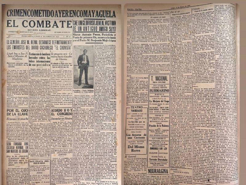 El asesinato del poeta Ponce fue portada de Diario El Combate el lunes 18 de enero.