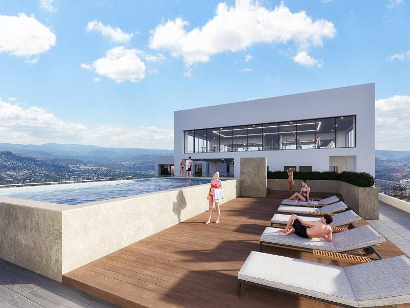 La torre contará con amenidades modernas como piscina, gimnasio, coworking y áreas de recreación.