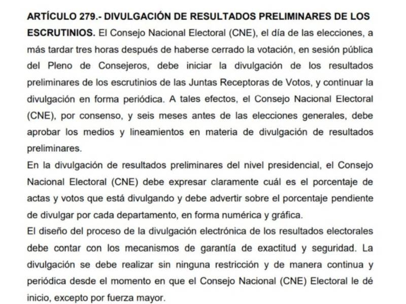 Captura de pantalla al artículo 279.