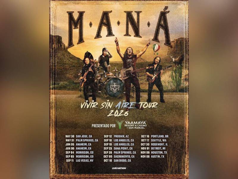 'Vivir Sin Aire Tour', que también pasará por Lima, Santiago de Chile, Buenos Aires y Ciudad de México, celebra los 40 años de carrera de Maná.