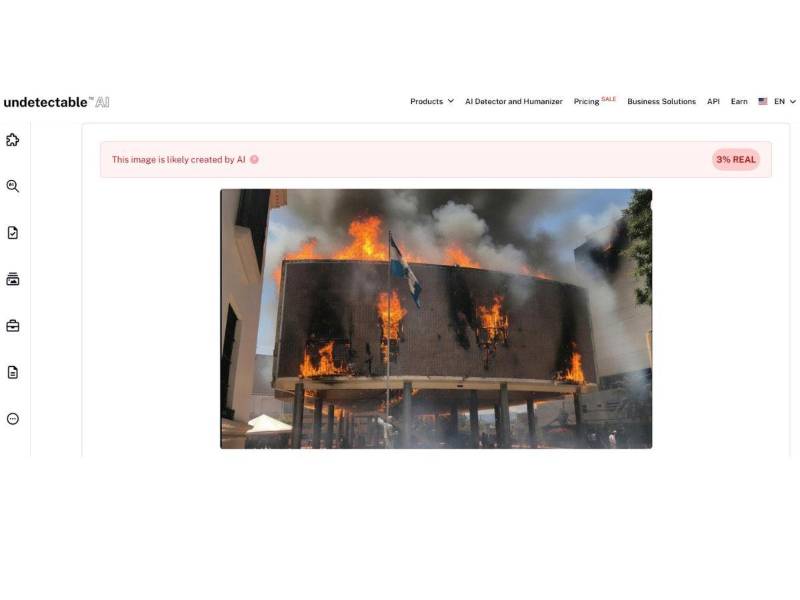 Captura de pantalla a los resultados de Undetectable IA sobre el análisis de la imagen.