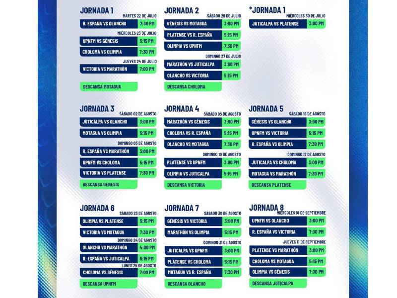 Oficial: Así quedó el calendario del torneo Apertura 2025 de la Liga Nacional ¡11 equipos!