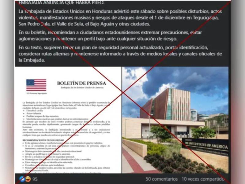 Captura de pantalla a una publicación de Facebook hecha al 30 de noviembre de 2025.