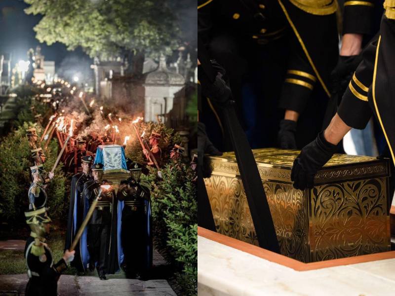Nayib Bukele, presidente de El Salvador, ordenó trasladar los restos del prócer hondureño Francisco Morazán a un mausoleo en San Salvador. Su gobierno publicó imágenes de cómo se dio el traslado del paladín.