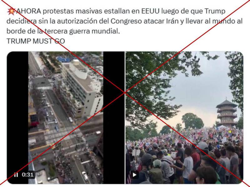 Captura de pantalla a una publicacion de X hecha el 23 de junio de 2025.