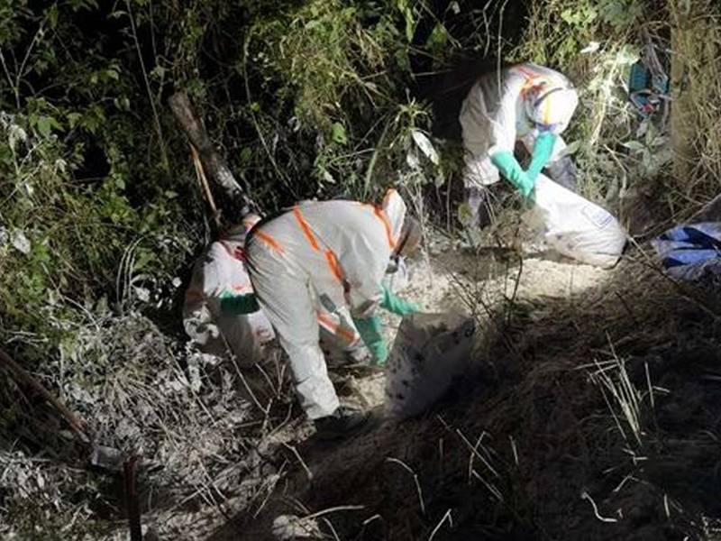 Esta mañana continúan las labores de limpieza y control en la zona del accidente ocurrido sobre la carretera CA-4, en el municipio de Quimistán, donde se registró el derrame de cianuro granulado transportado en un contenedor de aproximadamente 20 toneladas. Lo que se abe de la delicada labor.