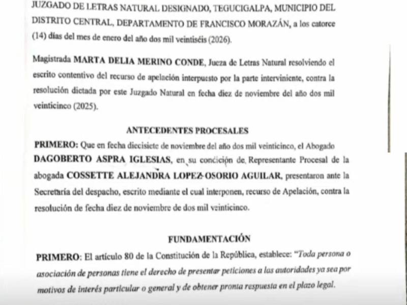 Admiten a trámite recurso de apelación de Cossette López para realizar peritaje de audios