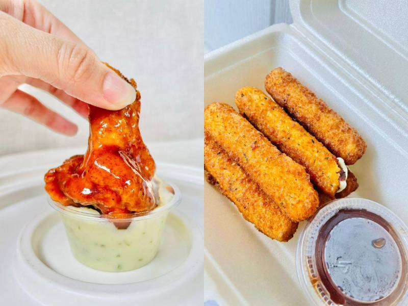 Además de sus alitas, cuentan con deliciosos complementos y ricas salsas.