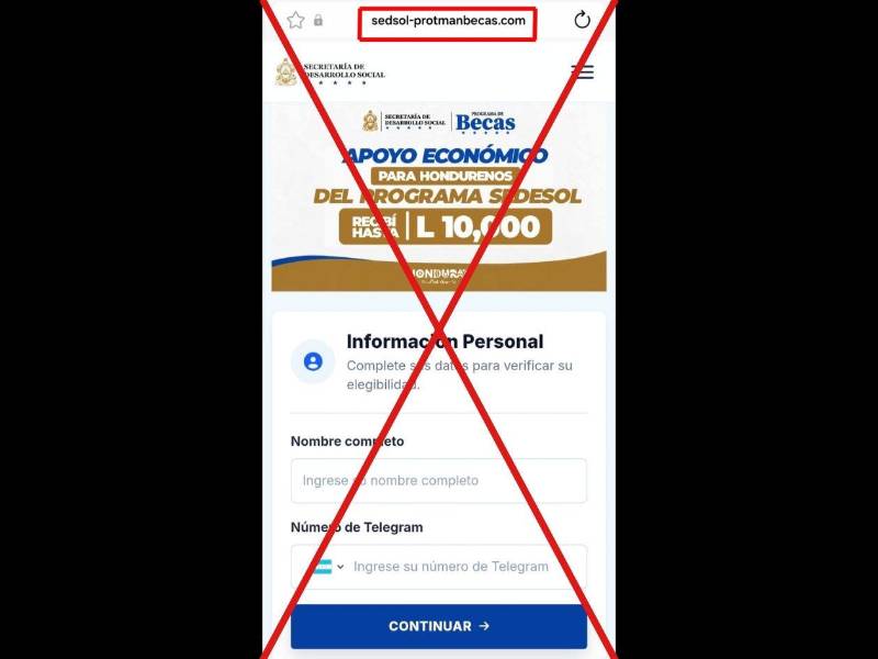 Es falso el bono de hasta L 10,000 de Sedesol: publicación usa sitio web fraudulento