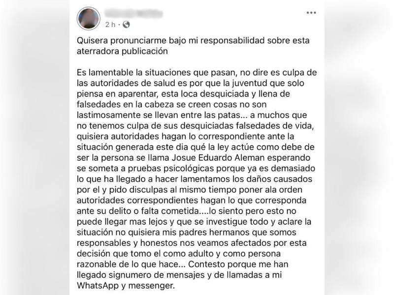 Mensaje de aclaración por Marcia Núñez.