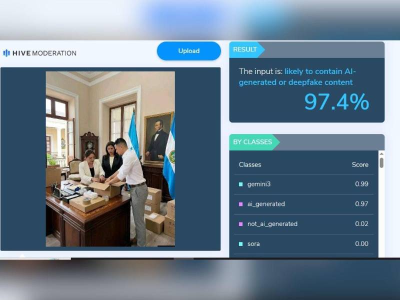 Captura de pantalla a una herramienta Hive Moderation.