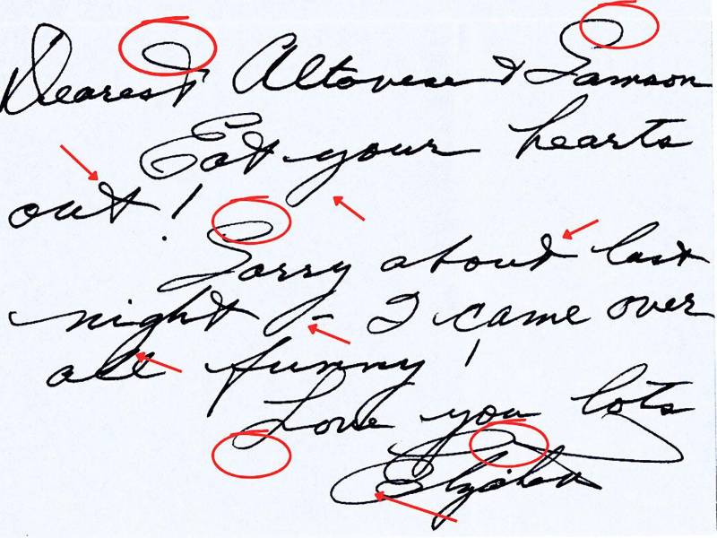 Elizabeth Taylor: la letra de esta actriz es reveladora de una sexualidad narcisista.