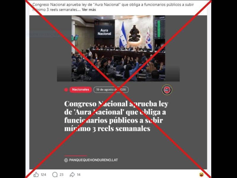 Captura de pantalla a una publicación de Facebook hecha el 20 de agosto de 2026.
