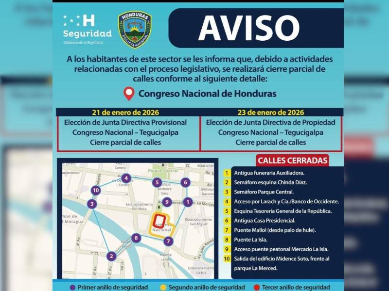 ¿Qué calles estarán cerradas este miércoles 21 de enero en la capital por elección en el Congreso?