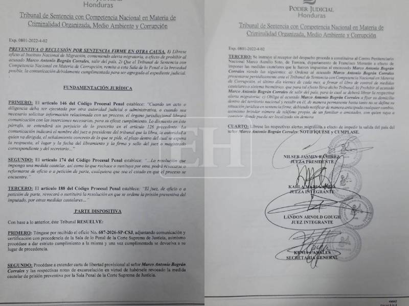 Para garantizar el cumplimiento de esta disposición, el tribunal ordenó emitir las alertas migratorias correspondientes ante el Instituto Nacional de Migración.