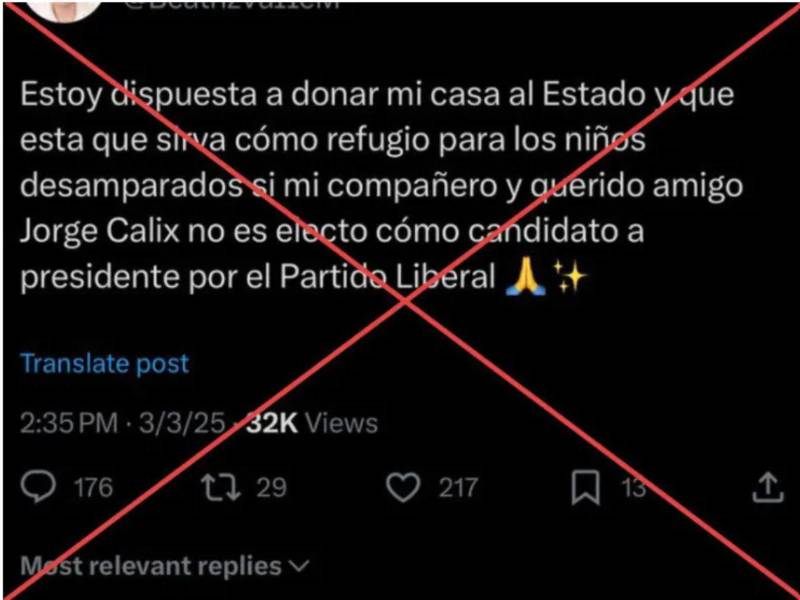 Captura de pantalla a una publicación de X hecha el 4 de marzo de 2025.