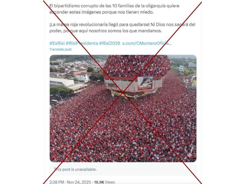 Captura de pantalla a una publicación de X hecha el 25 de noviembre de 2025.