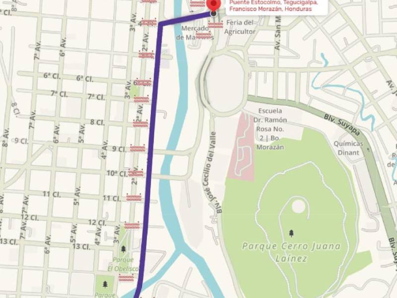 La zona desde la entrada al Pedregal hasta el Parque Central de Tegucigalpa será cerrada por las autoridades.