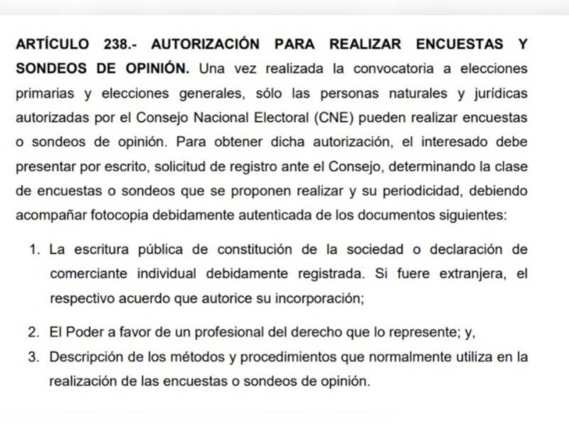 Captura de pantalla al artículo 238 de la Ley Electoral.