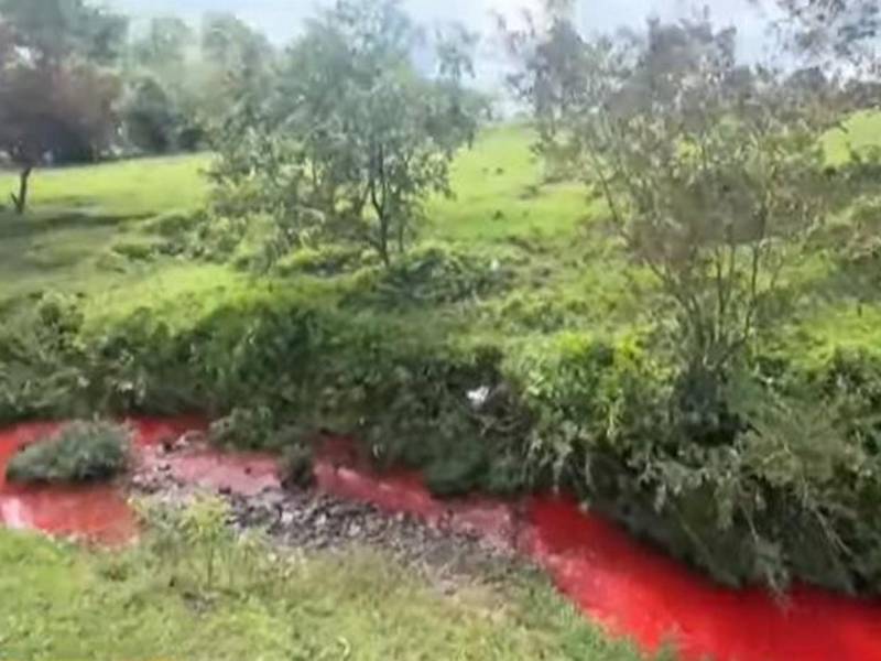 Los pobladores del barrio Suyapa alertaron a las autoridades después de observar cómo el agua del río cambió repentinamente de su apariencia habitual a un tono rojizo.