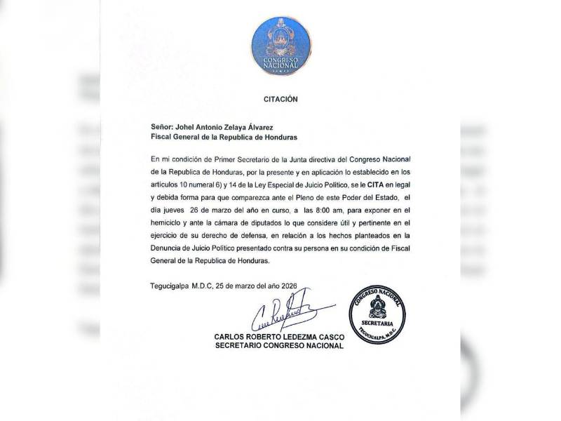 Citatorio firmado por Carlos Ledezma.