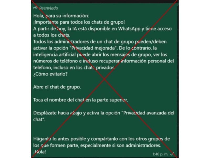 Captura de pantalla a una cadena de WhatsApp hecha el 21 de agosto de 2025.