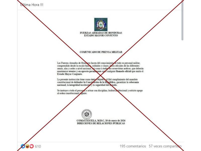 Captura de pantalla a una publicación de Facebook hecha el 12 de enero de 2026.