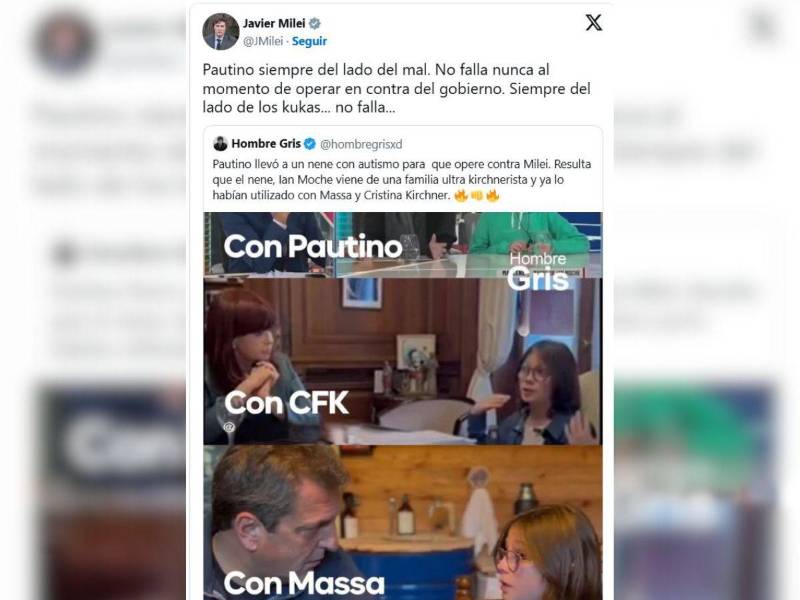 Posteo de Javier Milei en la red social de X que generó controversia.