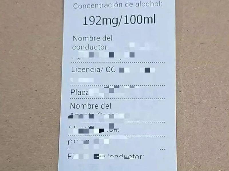 Resultado de la prueba de alcoholemia
