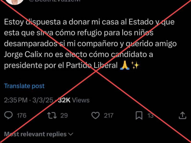 Captura de pantalla a una publicación de X hecha el 4 de marzo de 2025.